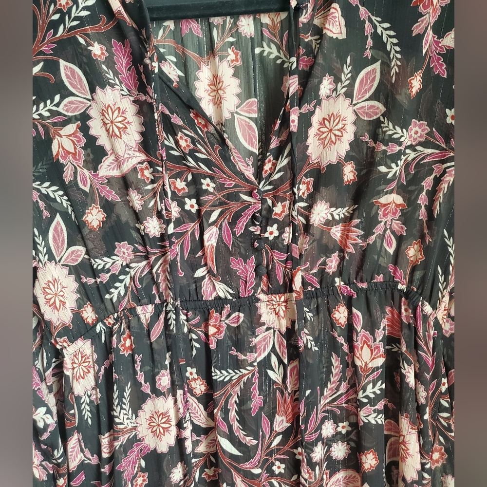 Emma & Michele Black and Pink Floral Long Sleeve Dress - Picture 4 of 7